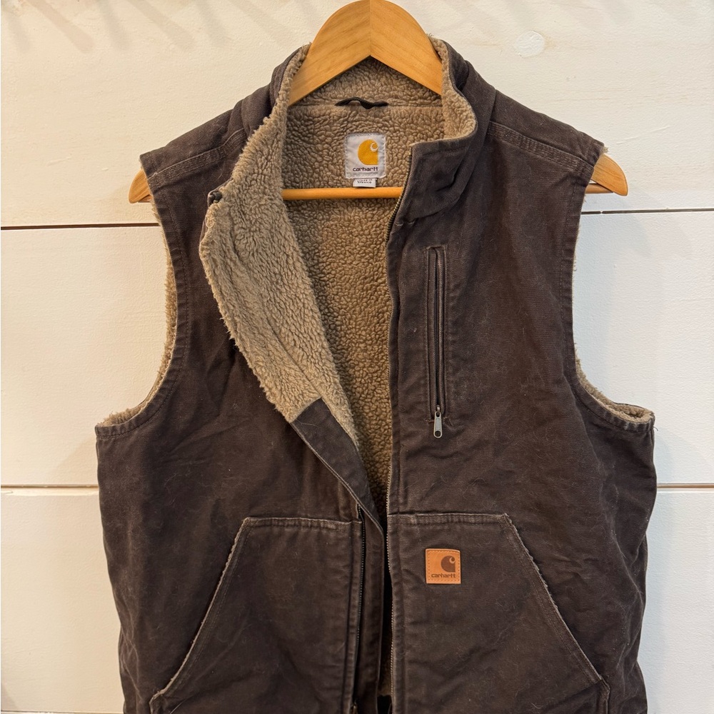 Carhartt Dark Brown Vest with Sherpa Lining